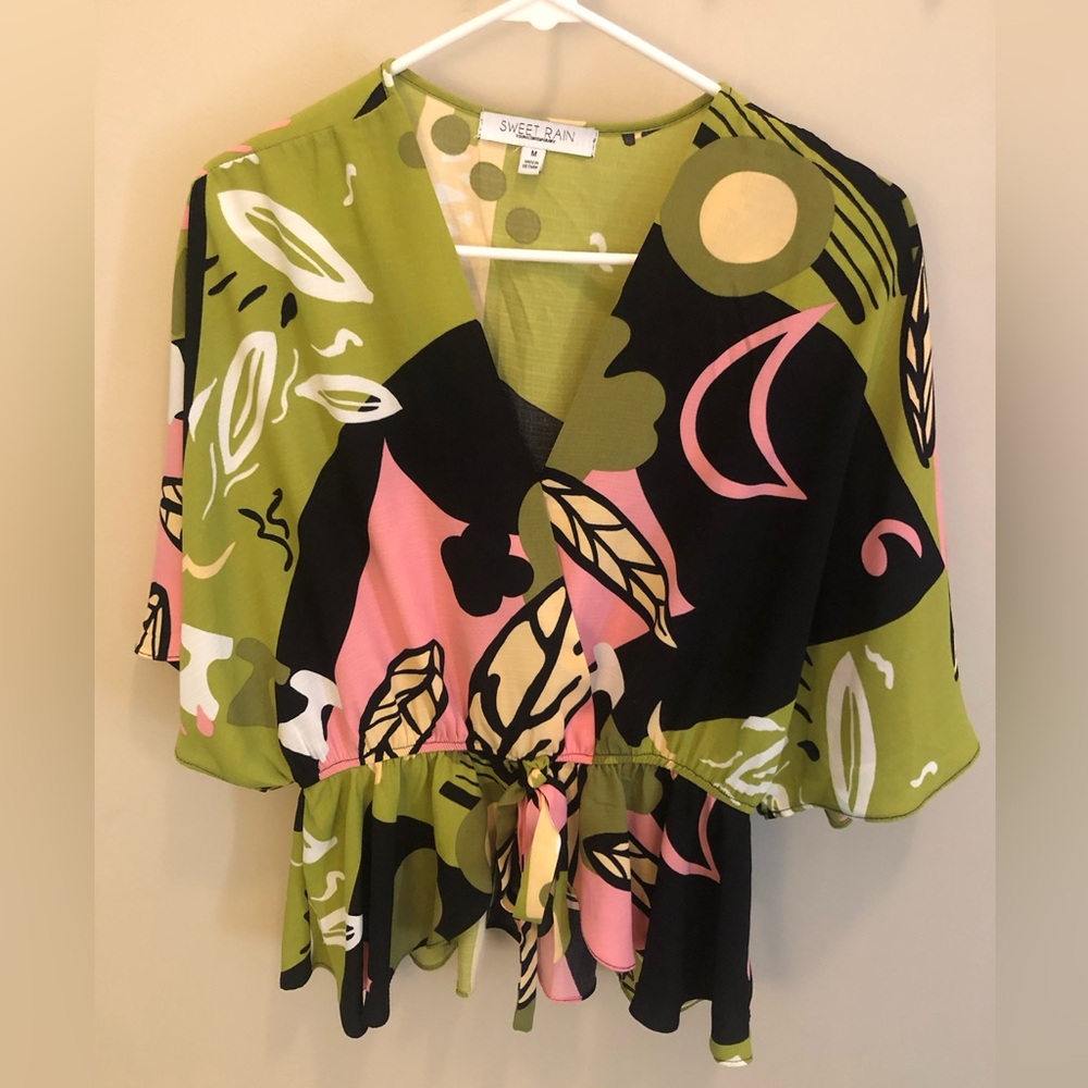 Sweet Rain peplum printed blouse
